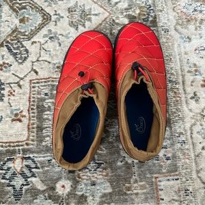 Chaco Women's Red and Tan Quilted Slippers